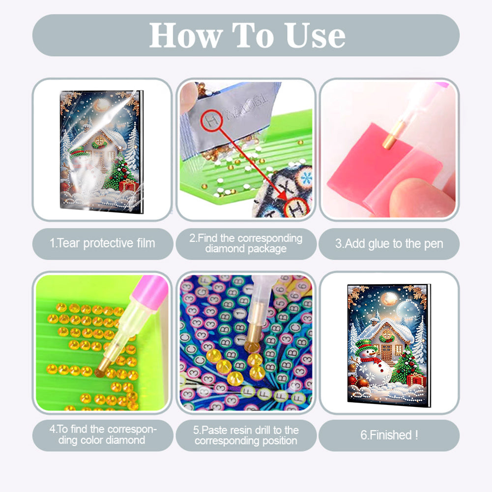 2pcs 50-Page A5 Size Diamond Painting Notebook for Adults Holiday Birthday Gift