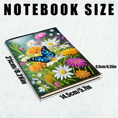 2pcs 50-Page A5 Flowers Diamond Painting Notebook for Adults Holiday Gift