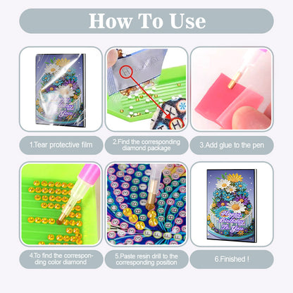 2pcs 50-Page A5 Flowers Diamond Painting Notebook for Adults Holiday Gift