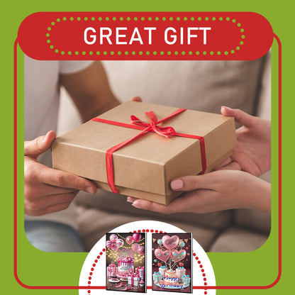 2pcs 50-Page A5 Birthday Cake Diamond Painting Notebook for Adults Holiday Gift