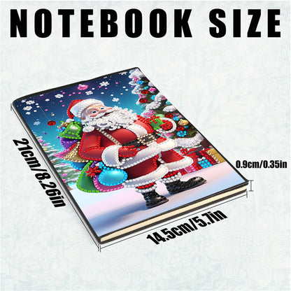 2pcs 50-Page A5 Snowman Santa Claus Diamond Painting Notebook for Adults Gift