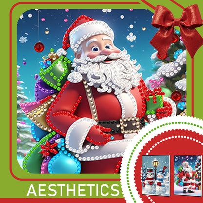 2pcs 50-Page A5 Snowman Santa Claus Diamond Painting Notebook for Adults Gift