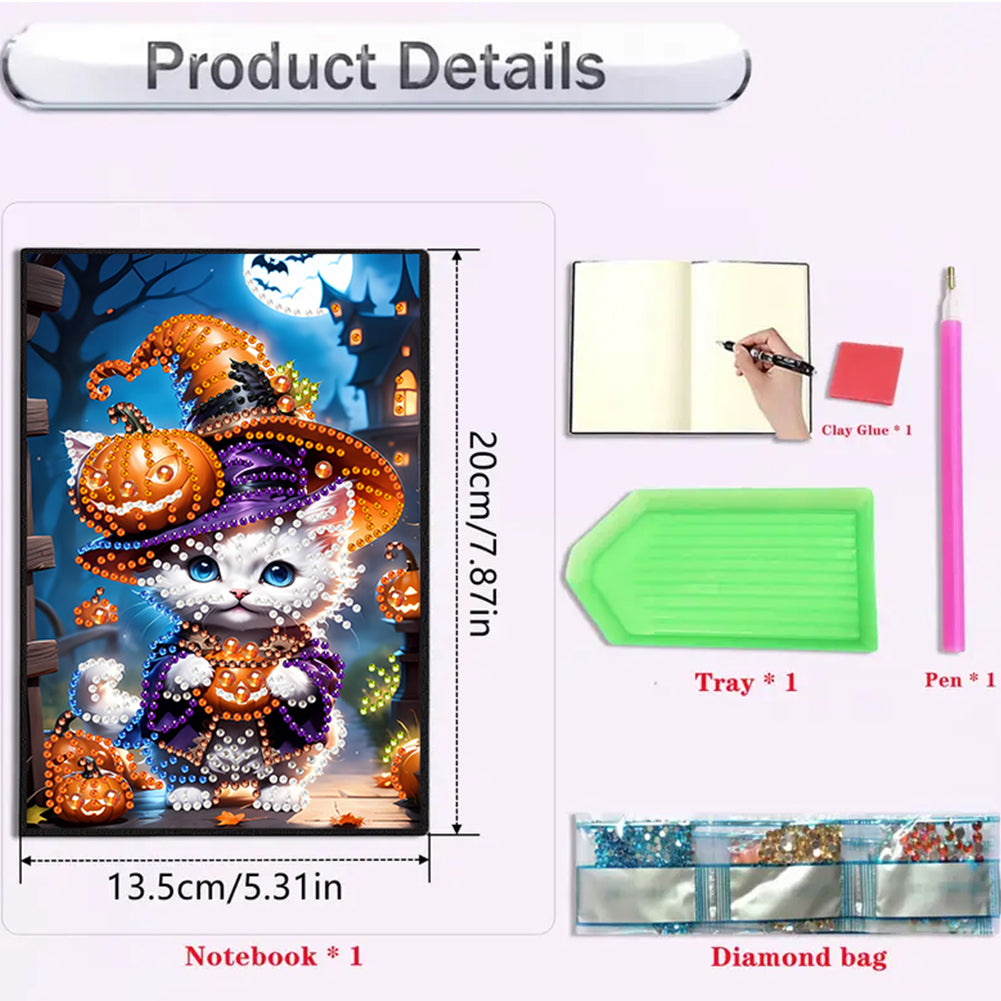 2pcs 50-Page A5 Cat and Mouse Diamond Painting Notebook for Adults Holiday Gift