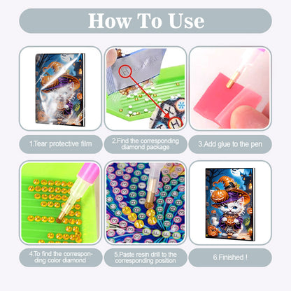 2pcs 50-Page A5 Cat and Mouse Diamond Painting Notebook for Adults Holiday Gift