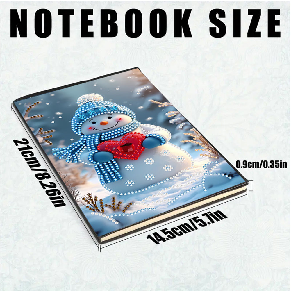 2pcs 50-Page A5 Santa Claus Snowman Diamond Painting Notebook for Adults Gift