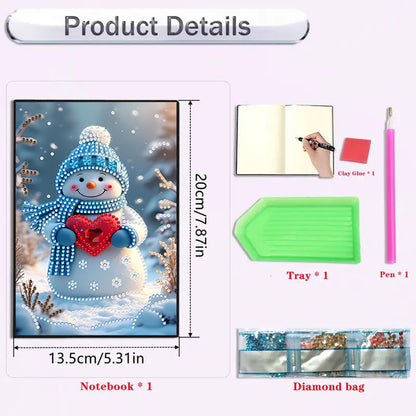 2pcs 50-Page A5 Santa Claus Snowman Diamond Painting Notebook for Adults Gift