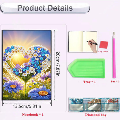 2pcs 50-Page A5 Flowers and Insects Diamond Painting Notebook for Adults Gift