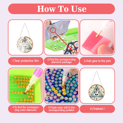 2Pcs Diamond Painting Ornament with Clock Function Hanging Clock Art Craft Decor