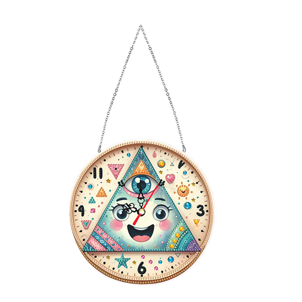 2Pcs Diamond Painting Ornament with Clock Function Hanging Clock Art Craft Decor