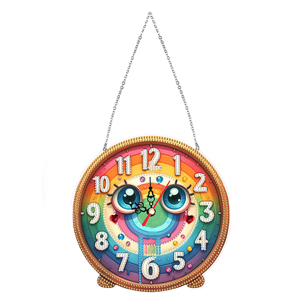 2Pcs Diamond Painting Ornament with Clock Function Hanging Clock Art Craft Decor