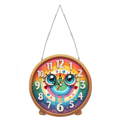 2Pcs Diamond Painting Ornament with Clock Function Hanging Clock Art Craft Decor