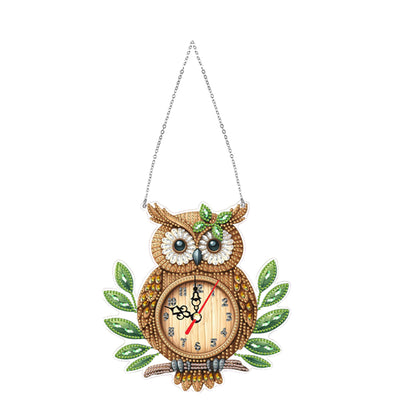 2Pcs Diamond Painting Ornament with Clock Function Hanging Clock Art Craft Decor
