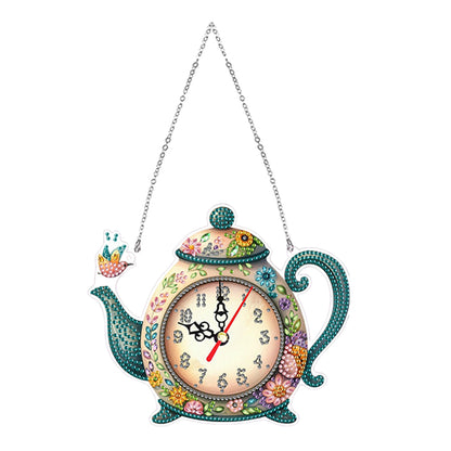 2Pcs Diamond Painting Ornament with Clock Function Hanging Clock Art Craft Decor