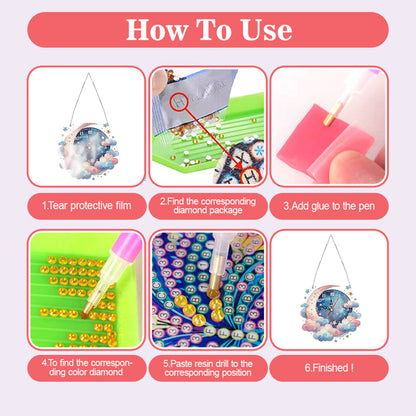2Pcs Diamond Painting Ornament with Clock Function Hanging Clock Art Craft Decor