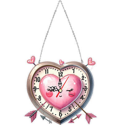 2Pcs Diamond Painting Ornament with Clock Function Hanging Clock Art Craft Decor