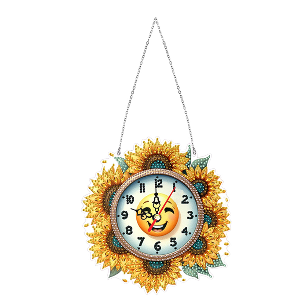 2Pcs Diamond Painting Ornament with Clock Function Hanging Clock Art Craft Decor