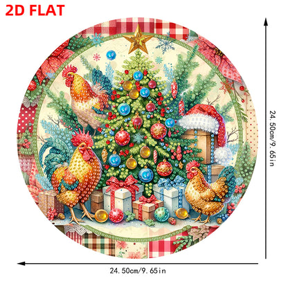 Acrylic 2D Flat DIY Christmas Tree Chicken Diamond Art Pendant Wall Decor