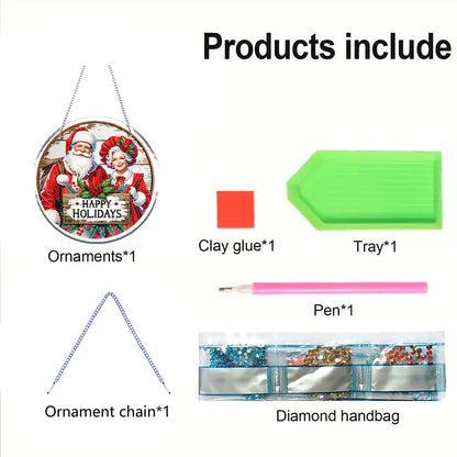 Acrylic 2D Flat DIY Christmas Diamond Art Pendant Wall Decor for Home & Windows
