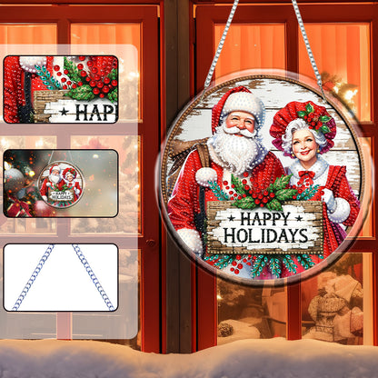Acrylic 2D Flat DIY Christmas Diamond Art Pendant Wall Decor for Home & Windows
