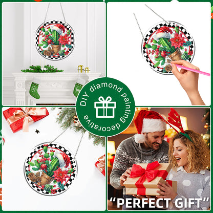 Acrylic 2D Flat DIY Christmas Diamond Art Pendant Wall Decor for Home & Windows