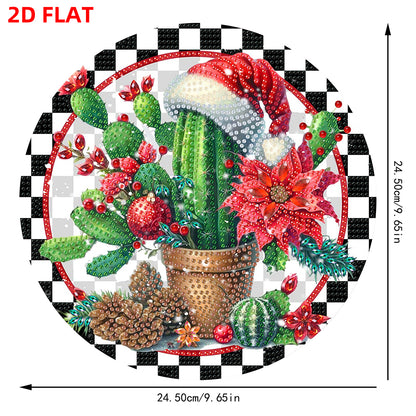 Acrylic 2D Flat DIY Christmas Cactus Diamond Art Pendant Wall Decoration