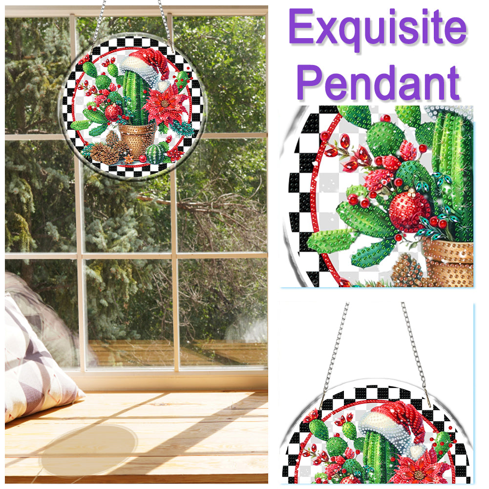 Acrylic 2D Flat DIY Christmas Diamond Art Pendant Wall Decor for Home & Windows