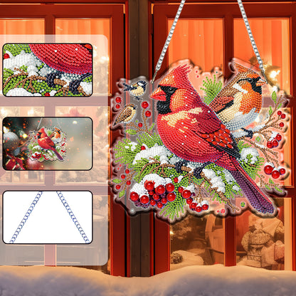 Acrylic 2D Flat DIY Christmas Cardinal Diamond Art Pendant Wall Decoration