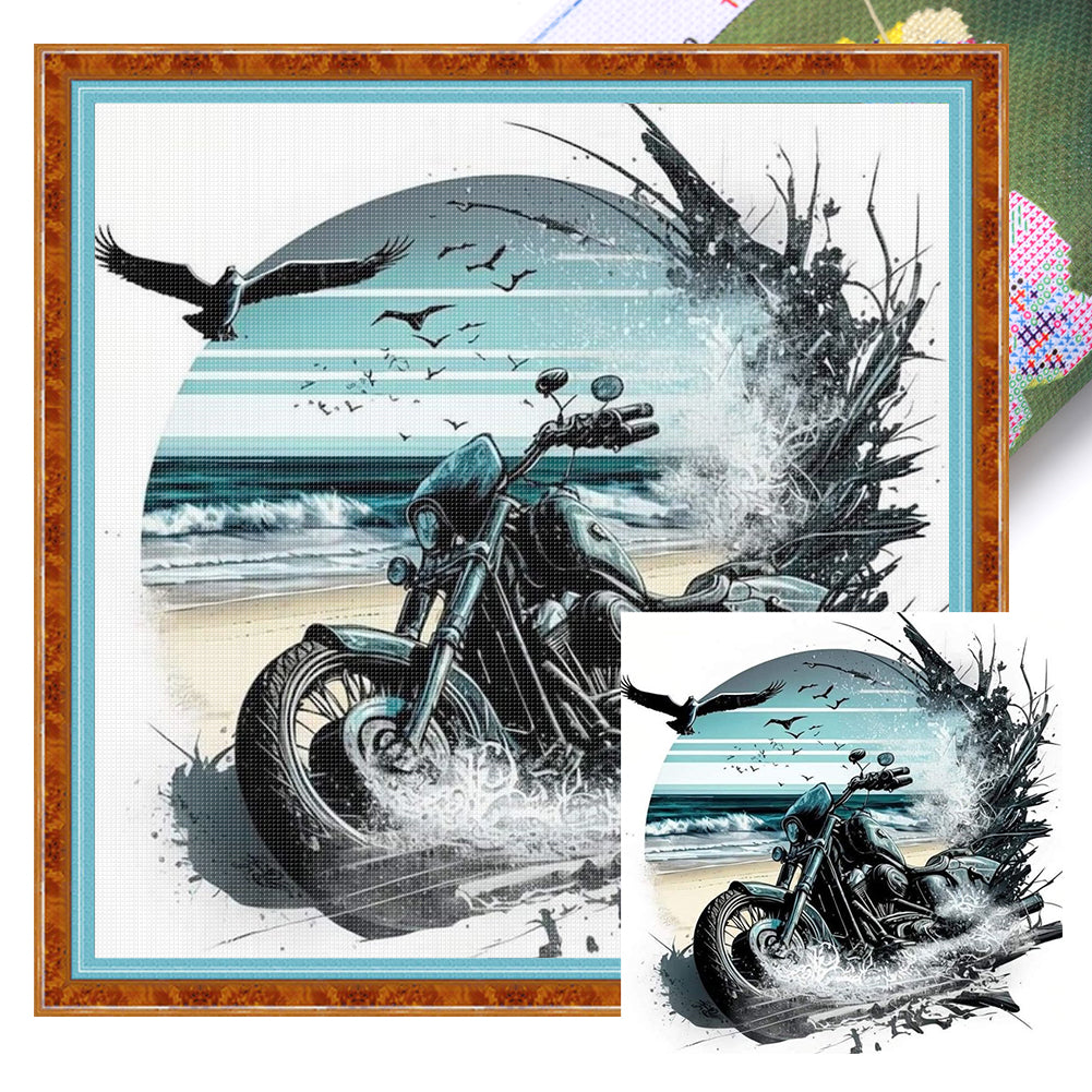 Motorcycle - 11CT Stamped Cross Stitch 40*40CM
