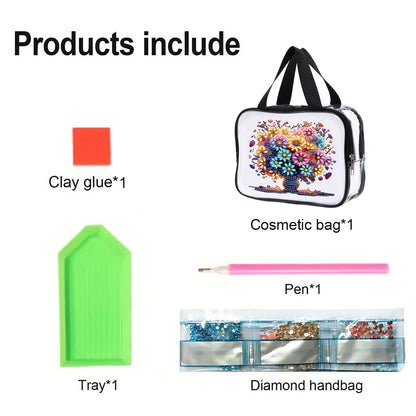 DIY Diamond Art Rhinestone Makeup Bag Crystal Transparent PVC Storage Pack Gift