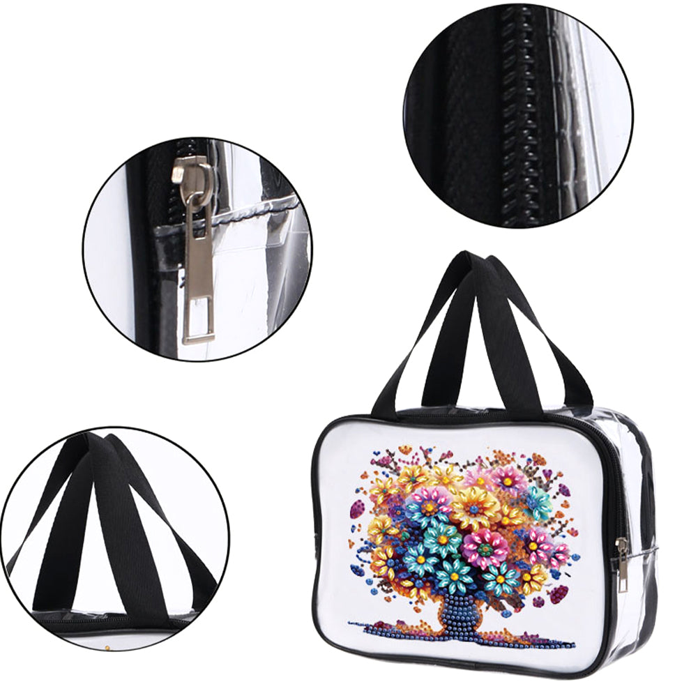 DIY Diamond Art Rhinestone Makeup Bag Crystal Transparent PVC Storage Pack Gift