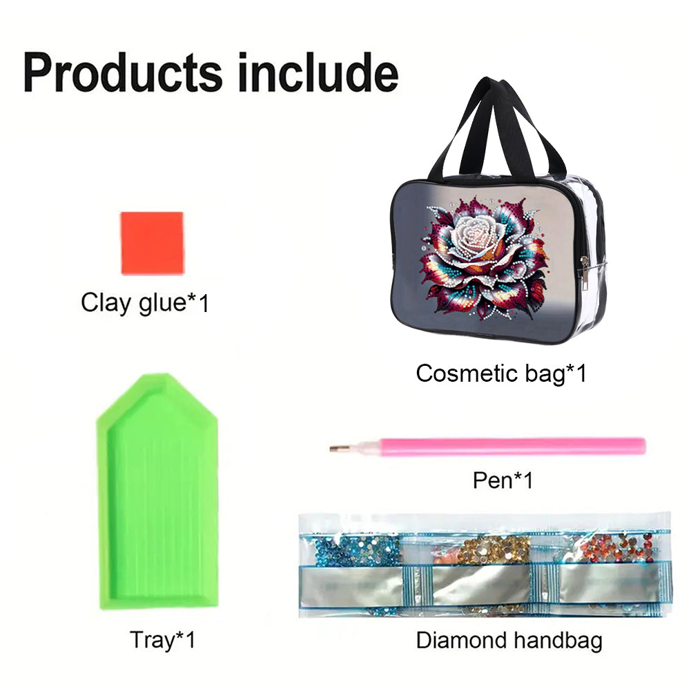 DIY Diamond Art Rhinestone Makeup Bag Crystal Transparent PVC Storage Pack Gift
