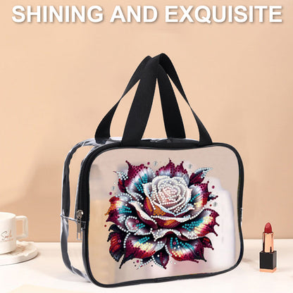 DIY Flower Diamond Art Rhinestone Makeup Bag Transparent PVC Storage Pack Gift