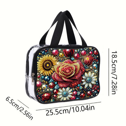 DIY Rose Diamond Art Rhinestone Makeup Bag Transparent PVC Storage Pack Gift