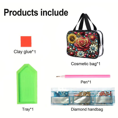 DIY Diamond Art Rhinestone Makeup Bag Crystal Transparent PVC Storage Pack Gift