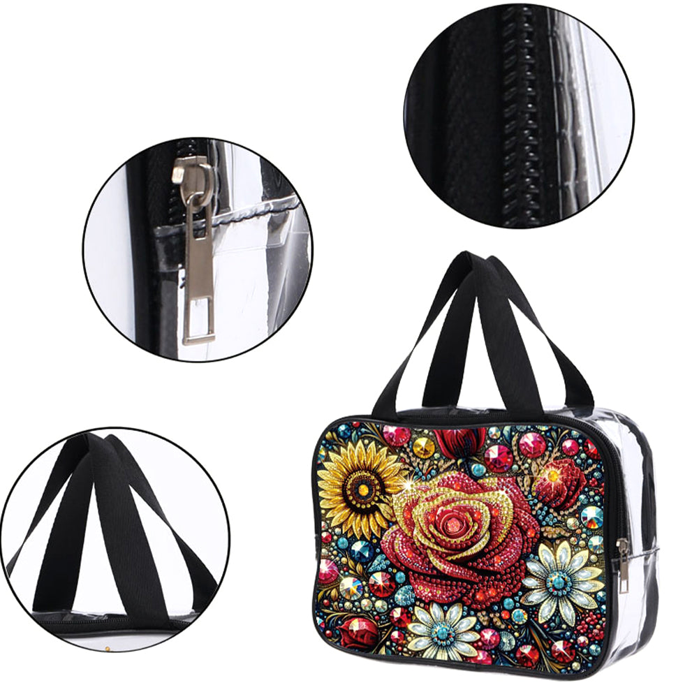 DIY Diamond Art Rhinestone Makeup Bag Crystal Transparent PVC Storage Pack Gift