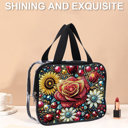 DIY Rose Diamond Art Rhinestone Makeup Bag Transparent PVC Storage Pack Gift