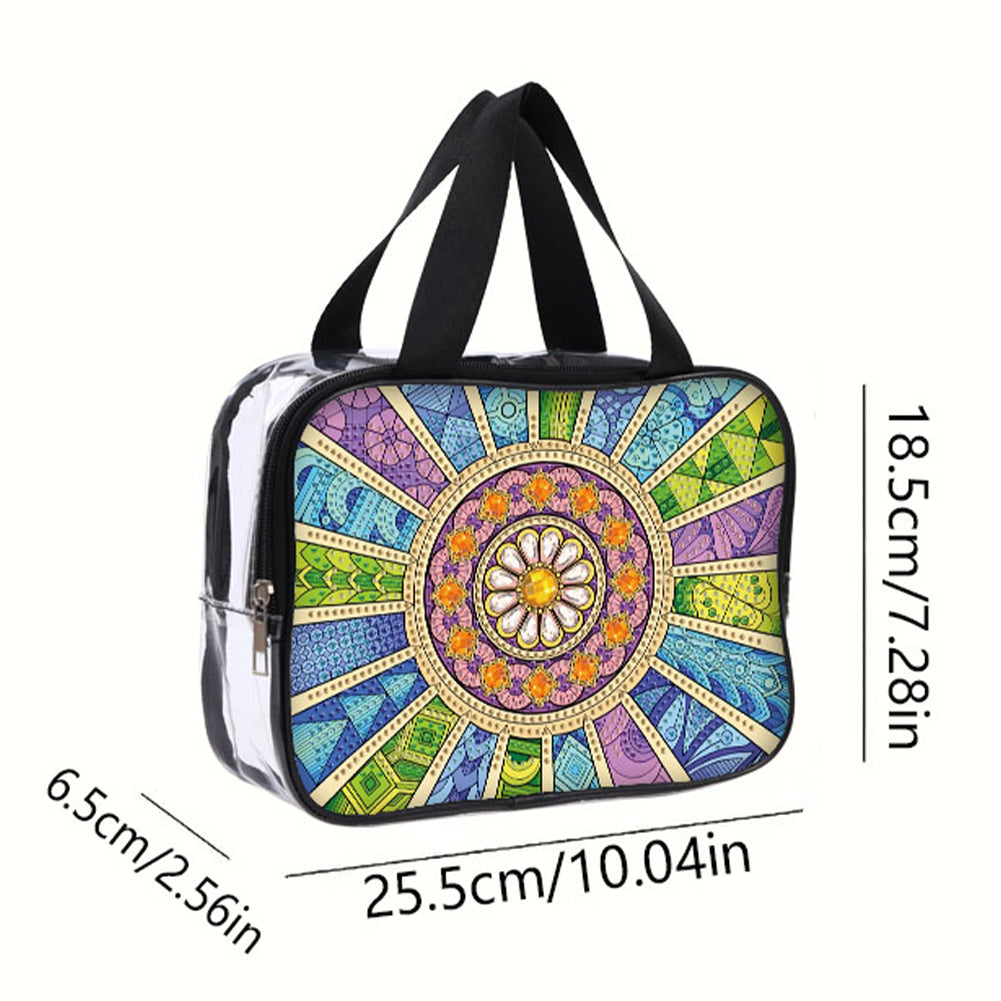DIY Mandala Diamond Art Rhinestone Makeup Bag Transparent PVC Storage Pack Gift