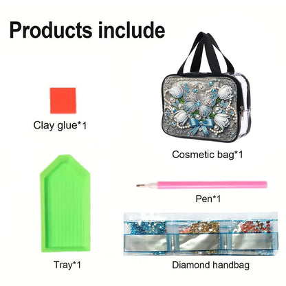 DIY Diamond Art Rhinestone Makeup Bag Crystal Transparent PVC Storage Pack Gift