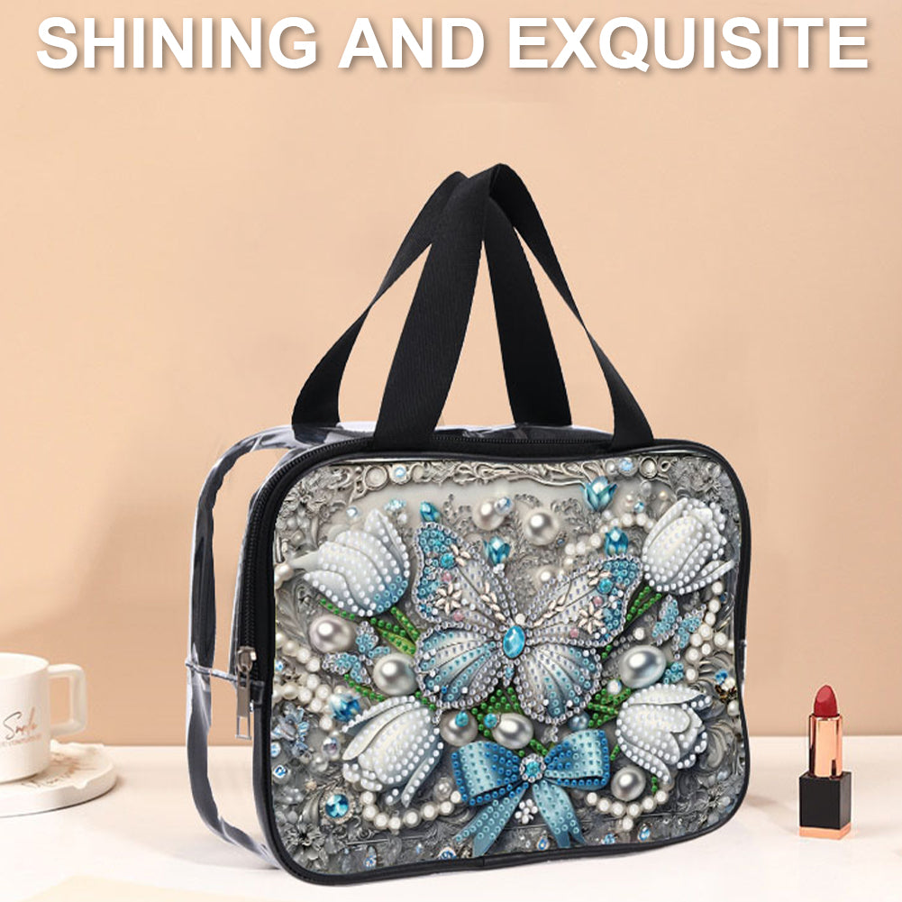 DIY Butterfly Diamond Art Rhinestone Makeup Bag Transparent PVC Storage Pack