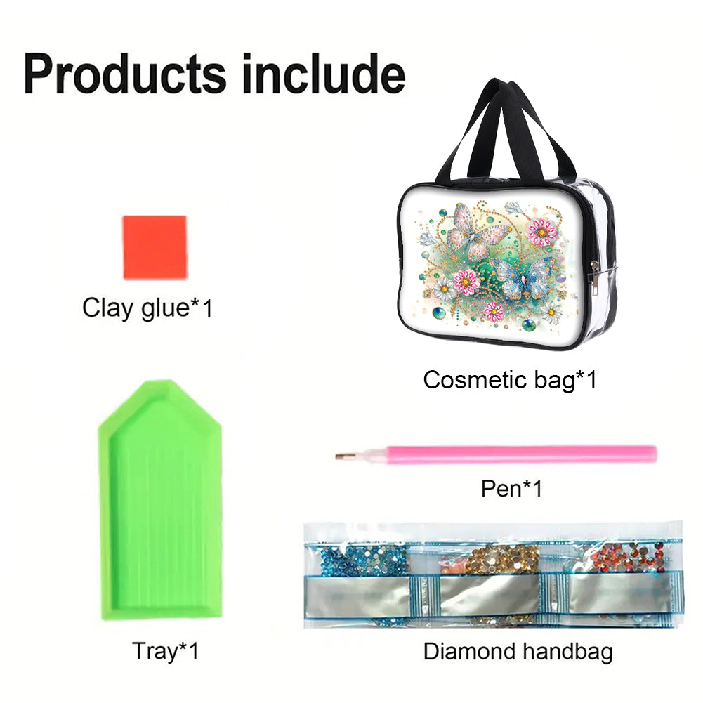 DIY Diamond Art Rhinestone Makeup Bag Crystal Transparent PVC Storage Pack Gift