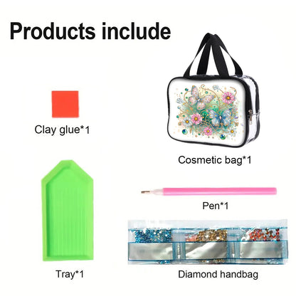 DIY Butterfly Diamond Art Rhinestone Makeup Bag Transparent PVC Storage Pack