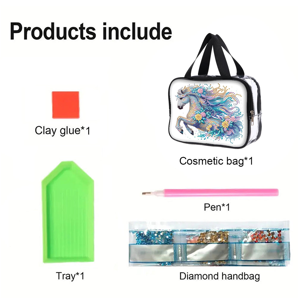 DIY Diamond Art Rhinestone Makeup Bag Crystal Transparent PVC Storage Pack Gift
