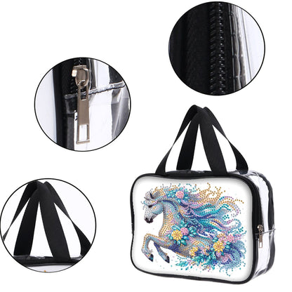 DIY Horse Diamond Art Rhinestone Makeup Bag Transparent PVC Storage Pack Gift