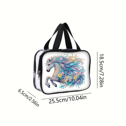 DIY Horse Diamond Art Rhinestone Makeup Bag Transparent PVC Storage Pack Gift
