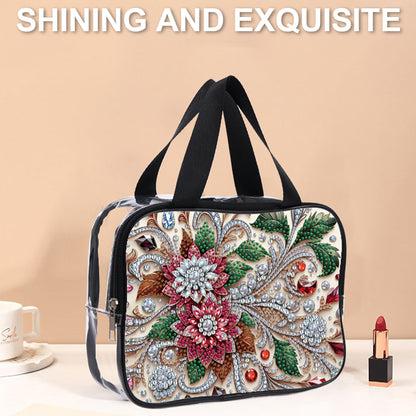 DIY Gemstone Flower Diamond Art Rhinestone Makeup Bag Transparent Storage Pack