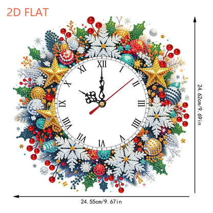 2D Flat DIY Christmas Snowflake Acrylic Diamond Painting Clock Pendant Decor
