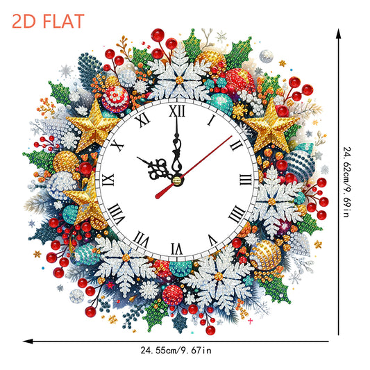 2D Flat DIY Christmas Snowflake Acrylic Diamond Painting Clock Pendant Decor