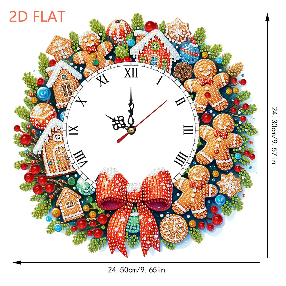 2D Flat DIY Christmas Acrylic Diamond Painting Clock Pendant for Home Decoration