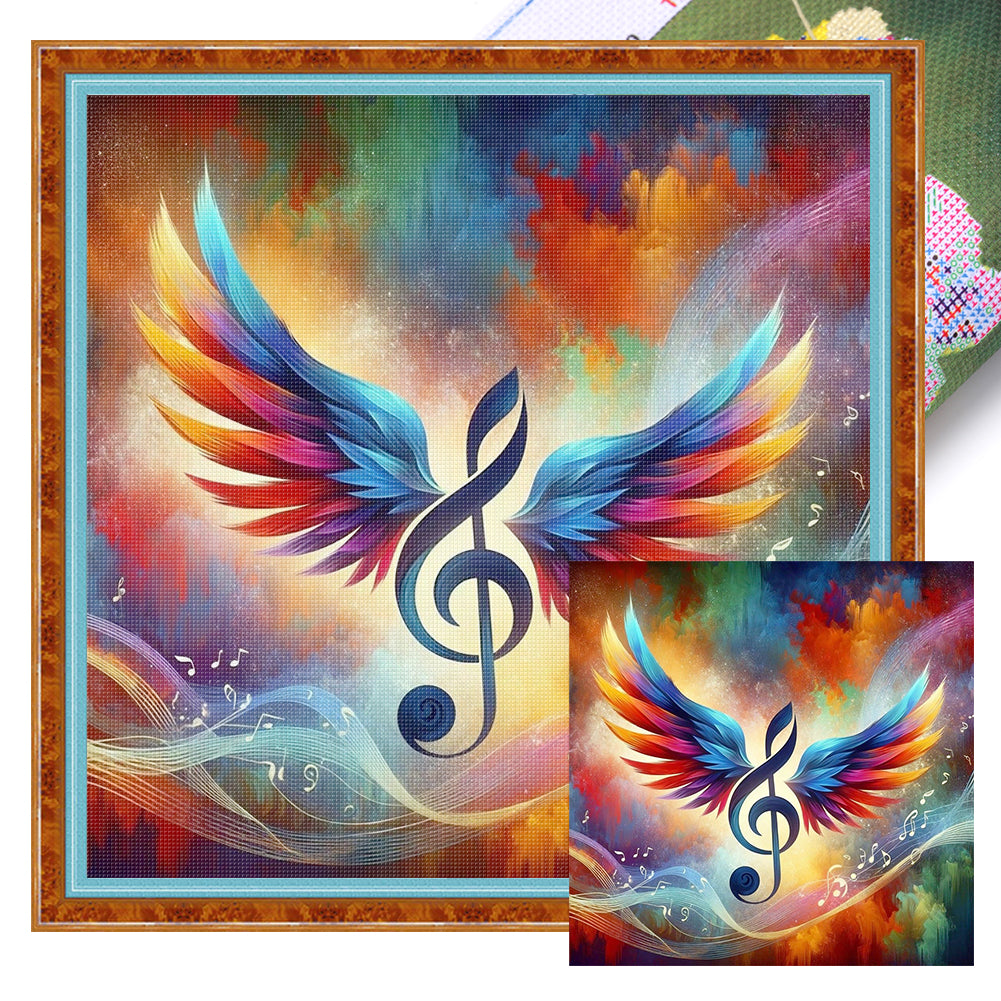 Colored Musical Notes - 11CT Stamped Cross Stitch 40*40CM