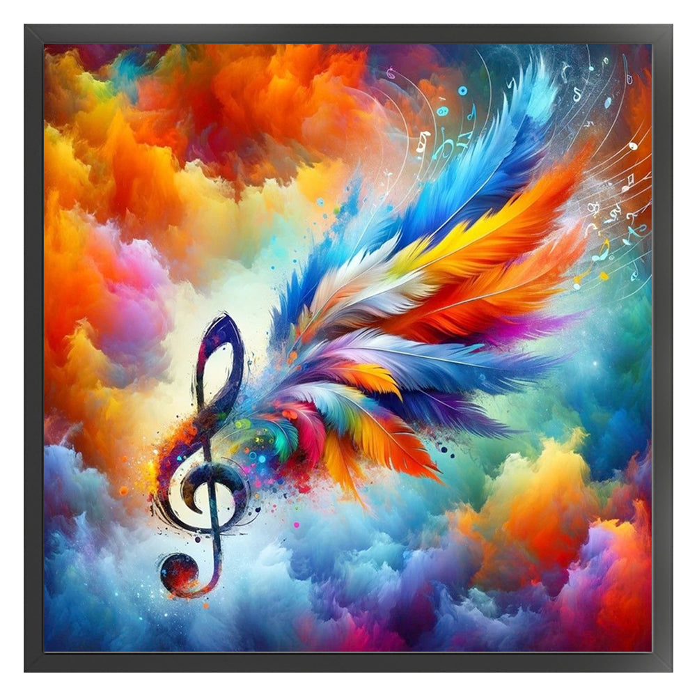 Colored Musical Note Feathers - 11CT Stamped Cross Stitch 40*40CM